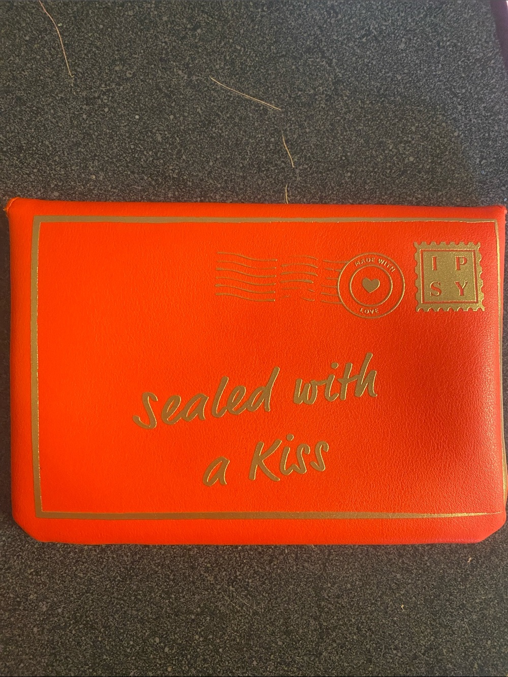 ipsy Bright Red Pouch with Gold Foil Accents